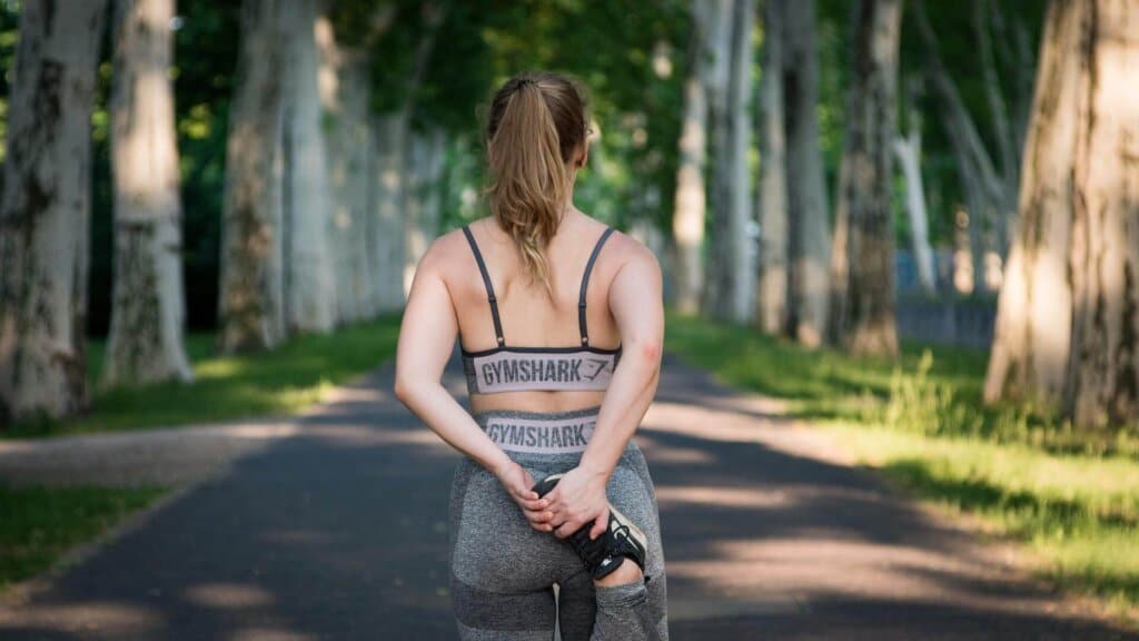 a woman stretching